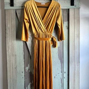 Gold velvet & pleated jumpsuit